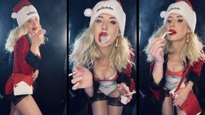Naughty German Marlboro Sandra Claus Chain Smokes Marlboro Red (2 & 2) In Nylons