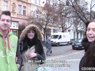 Juicy Czech Brunette Hair Is Having A Casual Three-Some With Allies In The Midst Of The Day