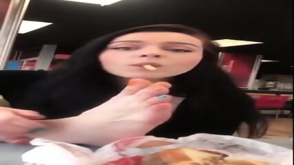 Uncensored: Wild Shameless Amateur Babe Grabs A French Fries With Her Toes And Eats The Kinky4Ever - 4K
