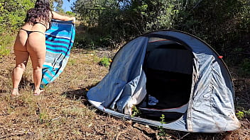 Wet Outdoor Camper Gets Internal Creampie In Public Forest