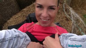 Naughty Roll In The Hay With Hot Brunette - Outdoor Cum On Pussy For Slut Alicia Wild - Full Hd
