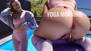 Seductive A Neighbor Spies On Morning Yoga By The Pool And Joins Me