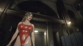 Naughty Resident Evil 2. Claire Redfield In A One-Piece Swimsuit Saving The World