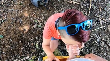 Intense Quick Bj At Abandoned House: Amateur Couple'S Cumshot Adventure - High Quality