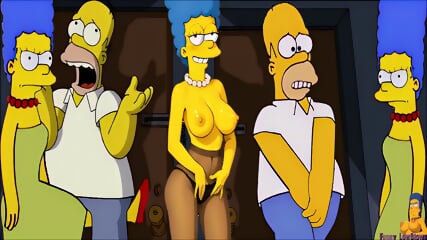 Naughty Ballbusting Marge Simpson Hard Kick In The Balls To Poor Homer