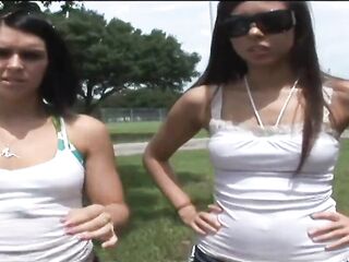 Naughty Insanely Risky Public Flashing With Those 2 Chicks