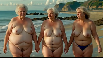 Wild Beautiful Granny On The Beach