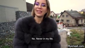 Wet Cute Long-Haired Ukrainian Persuaded Outside For Sex With Stranger