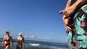 Juicy I Take Out My Cock On The Public Beach To See If Any Girl Fancies It And I Get Double Prize
