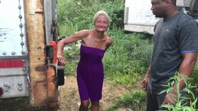 Intense Outdoor Interracial With Granny