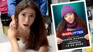 Rough Shoplifter Teenie Gets Caught Stealing Makeup On Christmas - Shoplyfter