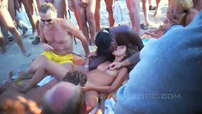 Insane Public Beach Group Pounding