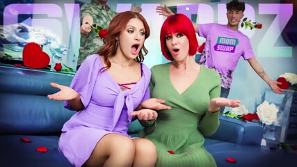 Juicy Elise London & Samantha Sinz - Sloppy Valentines Day Mom Swap