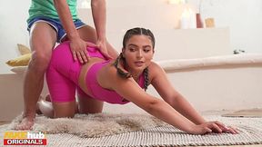Pretty Curvy Latina Teen Lets A Kinky Yoga Instructor Cum On Her Plump Butt After Drilling Her Tight Pussy