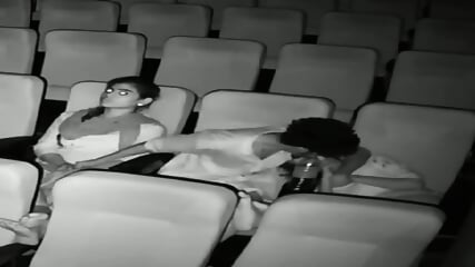 Passionate Threesome Romance In Theatre Caught In Night Vision